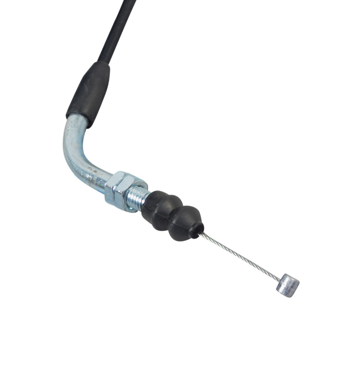 Close-up of the Throttle Cable for the Hammerhead Off-Road® Torpedo®, showing the metal and black cable with universal end connectors suitable for 50cc, 125cc, and 150cc scooters.