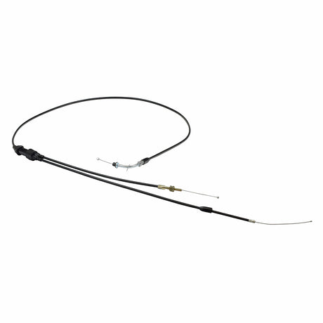 62 Split Throttle Cable for street scooters and mopeds, featuring a sleek black cable with a metal throttle connector.