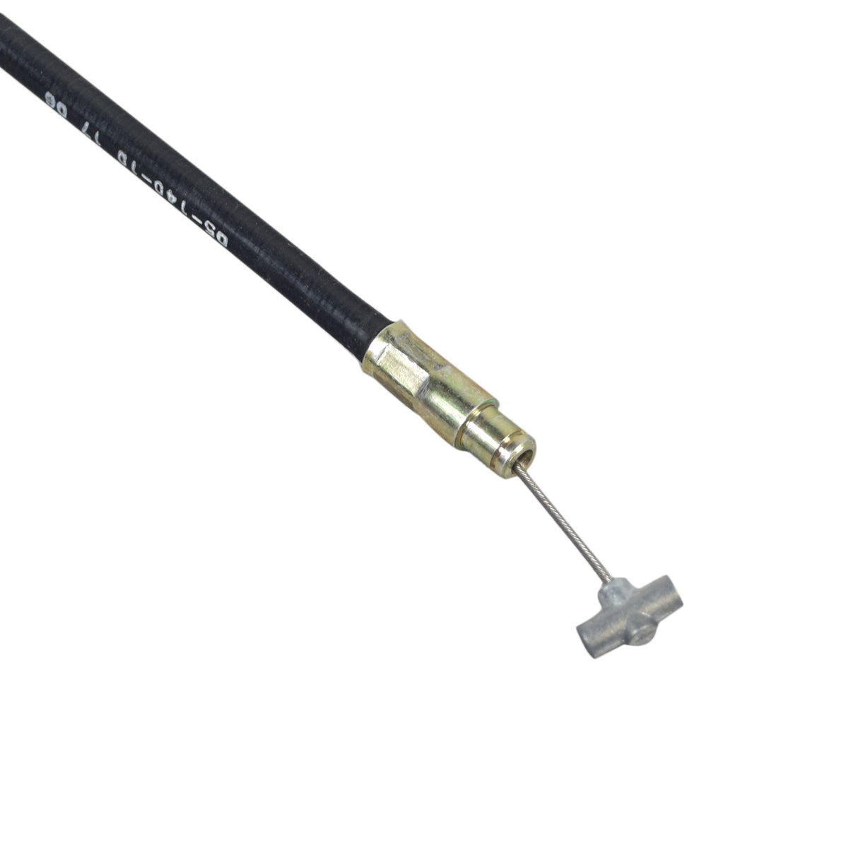 Throttle Cable for Polaris Indy Storm, Ultra, and XCR Snowmobiles (1996-1998) - close-up of a black cable with a metal component, essential for precise carburetor control in snowmobiles.