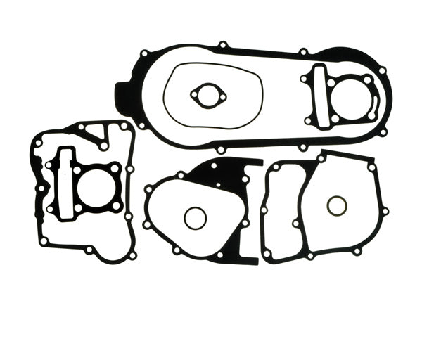 Close-up view of a Gasket Set for 125cc GY6 Engines, showcasing several detailed gaskets.