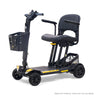 Golden Buzzaround CarryOn GB120B scooter shown with the Canary Yellow shroud kit (MBA-0031), digital color rendering