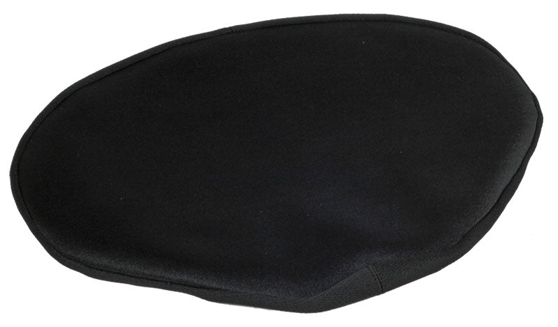 Gel Seat Cover for Trike Style Seats, visually depicted as a black cap-shaped cover with a fitted black band, designed for enhancing comfort on bike or scooter seats.