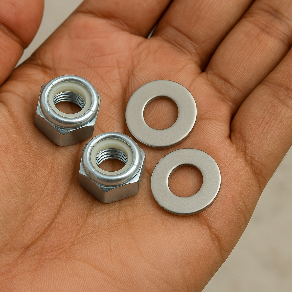 3/4" Lock Nut & Washer Set for Go-Kart Axles & Hubs (Set of 2)