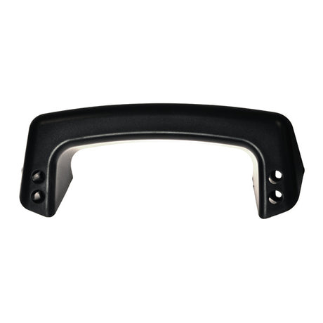 Grab Handle on Rear Shroud for the Golden Technologies Buzzaround Lite, a sturdy, black curved handle designed for easier transport, shown against a white background.