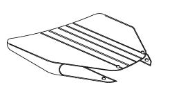 Gray Molded Fabric Seat Base for Pride Shuttle, Rally, and Victory Mobility Scooters, depicted in a black and white line drawing. The sketch shows the seat base design and structure clearly.