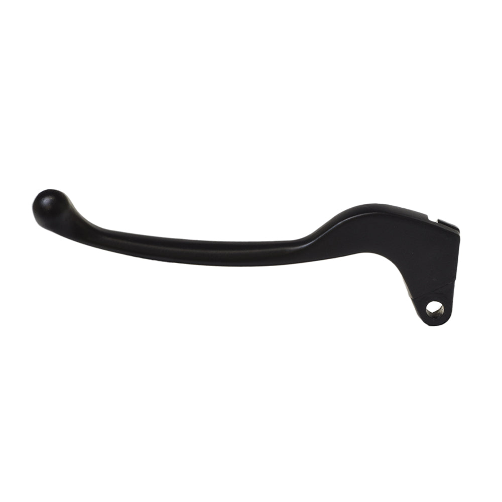 5-7/8 Black Left Side Scooter Brake Lever, featuring a black plastic handle with a round mounting hole, crafted from high-quality cast aluminum for durability, designed for use with brakes equipped with a brake cable.