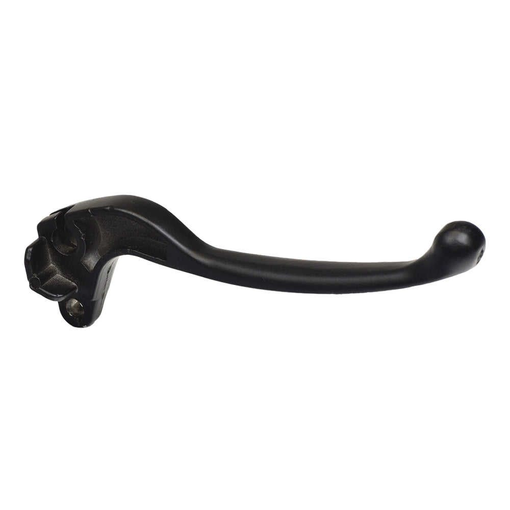 5-7/8 Black Left Side Scooter Brake Lever made of cast aluminum with a painted finish, designed for full-size scooters. The lever features a 1/4 mounting hole and is compatible with brake cables.