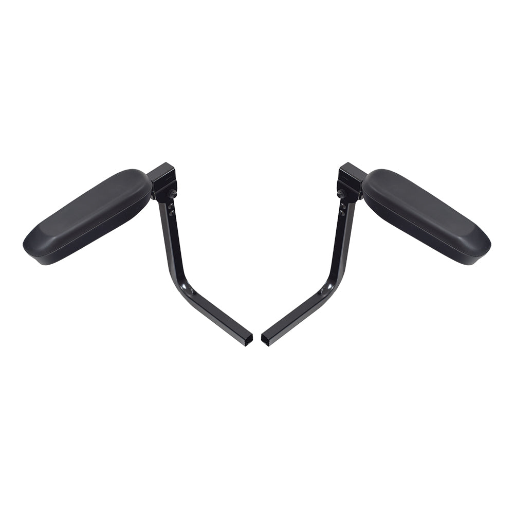 Armrest for the EV Rider Royale 4 Dual mobility scooter, showing two black metal arms with attached vinyl pads, compatible for left and right sides, designed for easy replacement and durability.