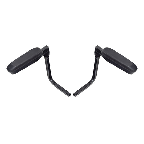 Armrest for the EV Rider Royale 4 Dual mobility scooter, showing two black metal arms with attached vinyl pads, compatible for left and right sides, designed for easy replacement and durability.