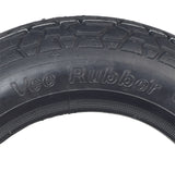 Close-up of the Vee Rubber 3.00-8 black front tire for the Heartway Royale 4D (PF7D) scooter, showcasing the V1134 tread pattern designed for all-weather use.