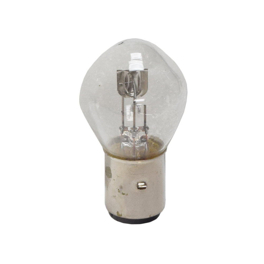 35 Watt B35 Headlight Bulb with a white base, featuring a dual filled design for high and low beam options. Close-up view highlighting the bulb's structure.