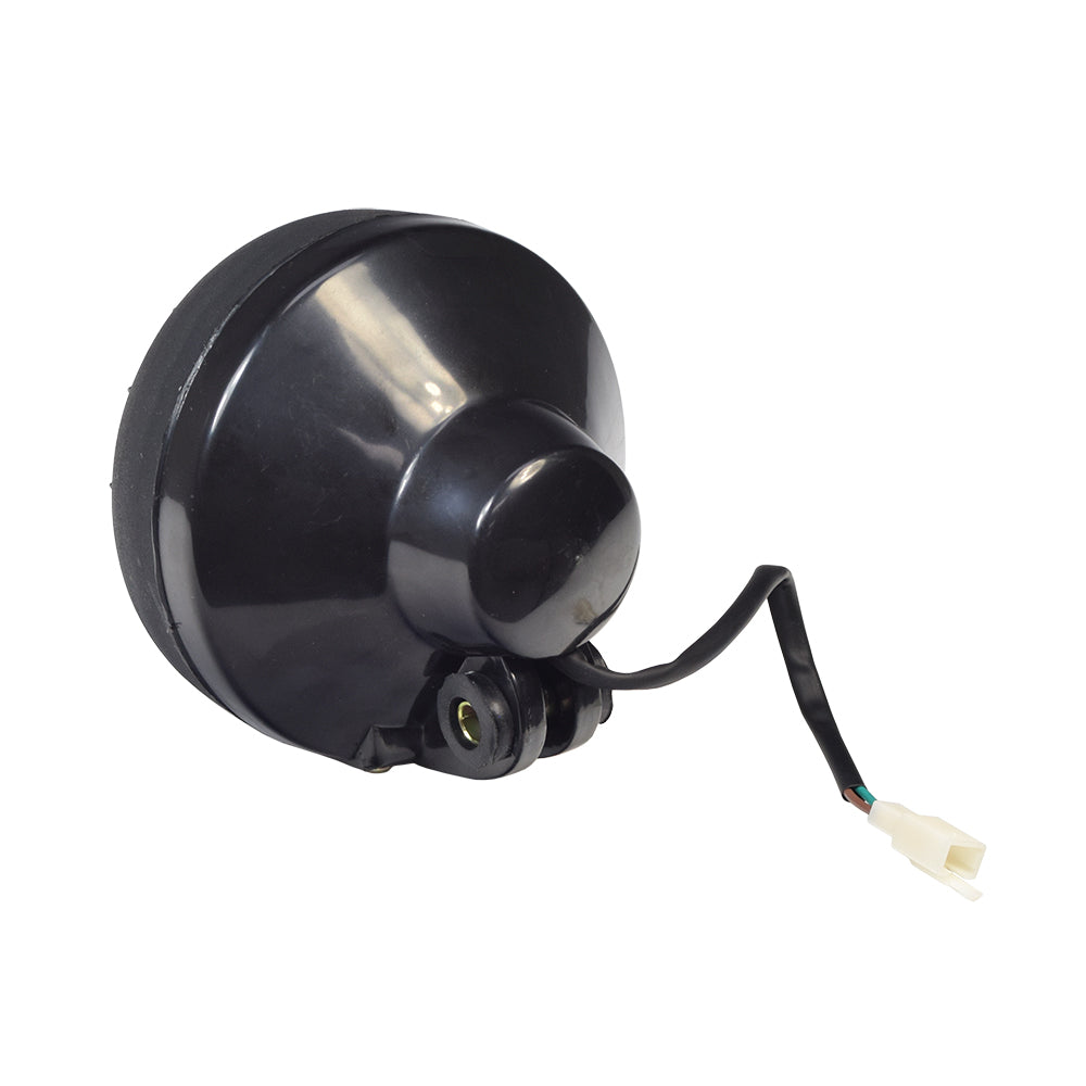 Fog Light for 150cc - 250cc Go-Karts & Dune Buggies: a black round light with an attached wire, suitable for mounting on various vehicle parts like roll-over bars and frames.