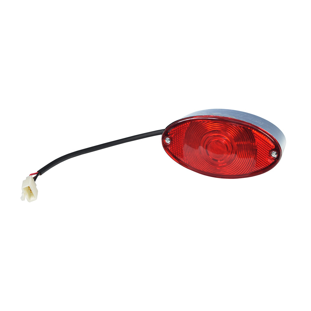 Rear Brake Light for 150cc - 250cc Go-Karts & Dune Buggies featuring a close-up of the red tail light with an attached black wire, ideal for enhancing visibility and safety.