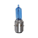 Bright Blue Light 12 Volt 35 Watt Headlight Bulb for 50cc-150cc Scooters, featuring a clear blue coating and a standard BA20D base, displayed on a white background.