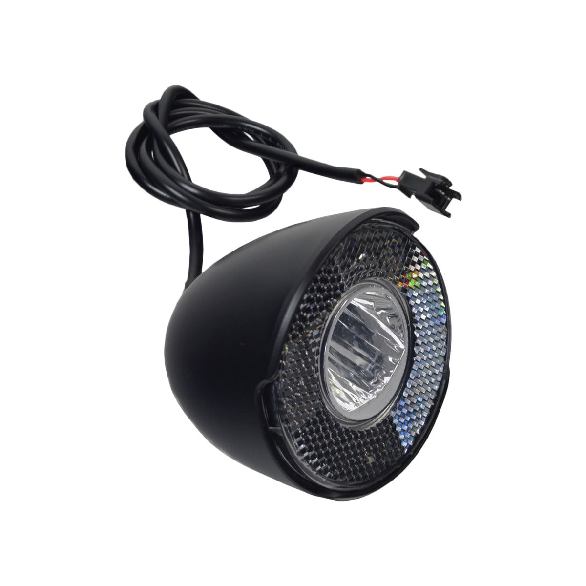 Headlight for the Razor Rambler 16 Electric Mini Bike, featuring a black round light with a 27 two-wire harness.