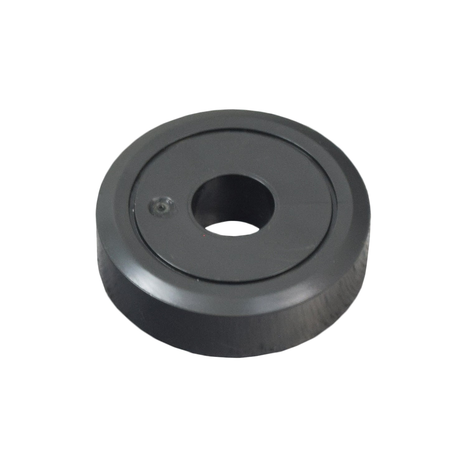 Caster Wheel for the AmeriGlide Stair Lift, a black round object with a central hole, designed for smooth mobility on stair lifts.