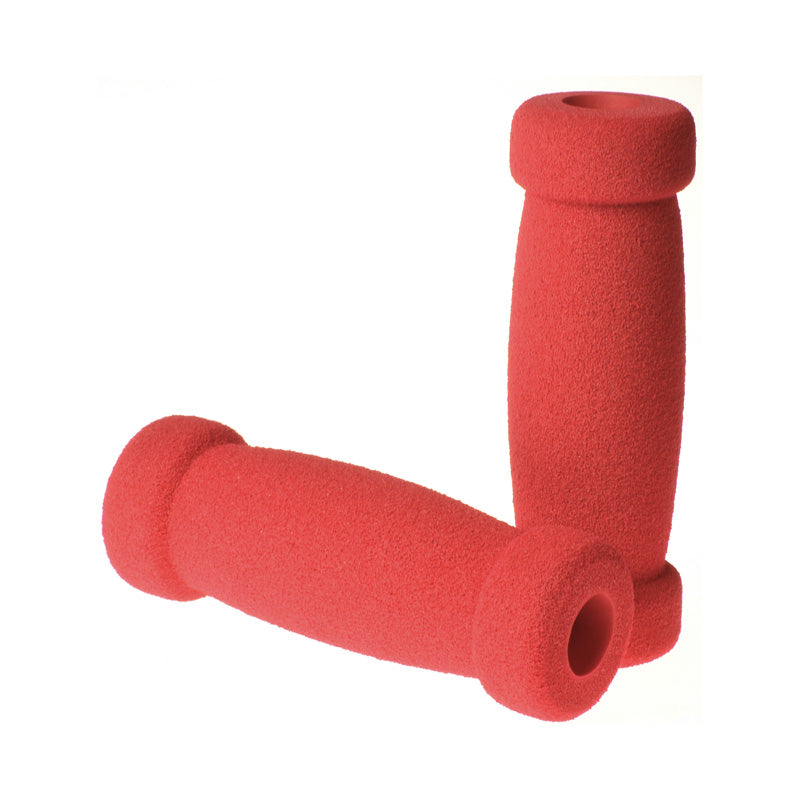 4-1/4 Universal Handlebar Grip Set for Mobility Scooters, featuring two red foam grips, shown close-up.