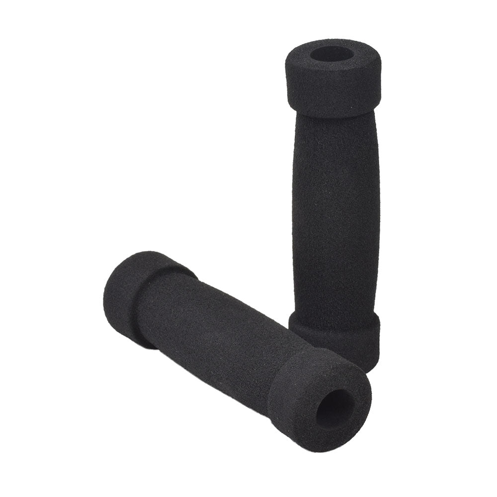 Handlebar Grip Set for the Micro Mini Kick Scooter: A pair of black, soft foam tubes designed for a comfortable grip, adaptable to various scooters, and easily trimmed to fit different handlebar sizes.