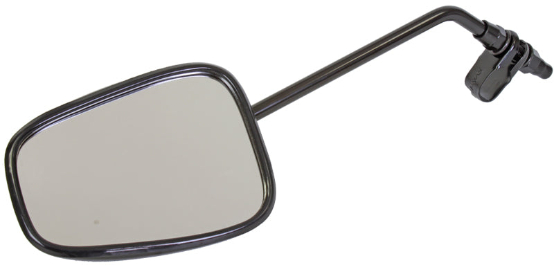 Handlebar Mirror for Bikes & Scooters: A black rectangular mirror with a long handle, designed to clamp onto standard 7/8 - 1 handlebars for enhanced safety and rear visibility.