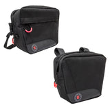 Handlebar Mount Bag featuring wheels, red accents, and a red hook, perfect for bikes and scooters.