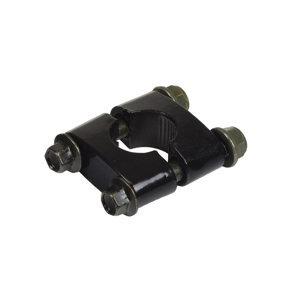 Handlebar Riser for the Coleman RB100 105cc Mini Bike, featuring a black metal structure with visible mounting nuts and bolts, designed as a replacement part for the mini bike's handlebars.