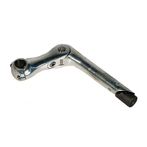 1-1/8 Handlebar Stem for eZip and IZIP Electric Bikes, featuring a silver metal construction with a black rubber handle, suitable for various Currie-made electric bike models.