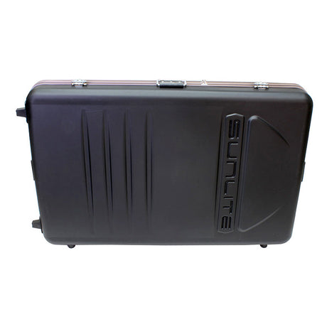 Hard Storage Case for bikes and scooters by Sunlite, featuring a sleek, black plastic exterior. Ideal for securely storing small items while riding. Perfect for electric scooters, kick scooters, bicycles, and more.