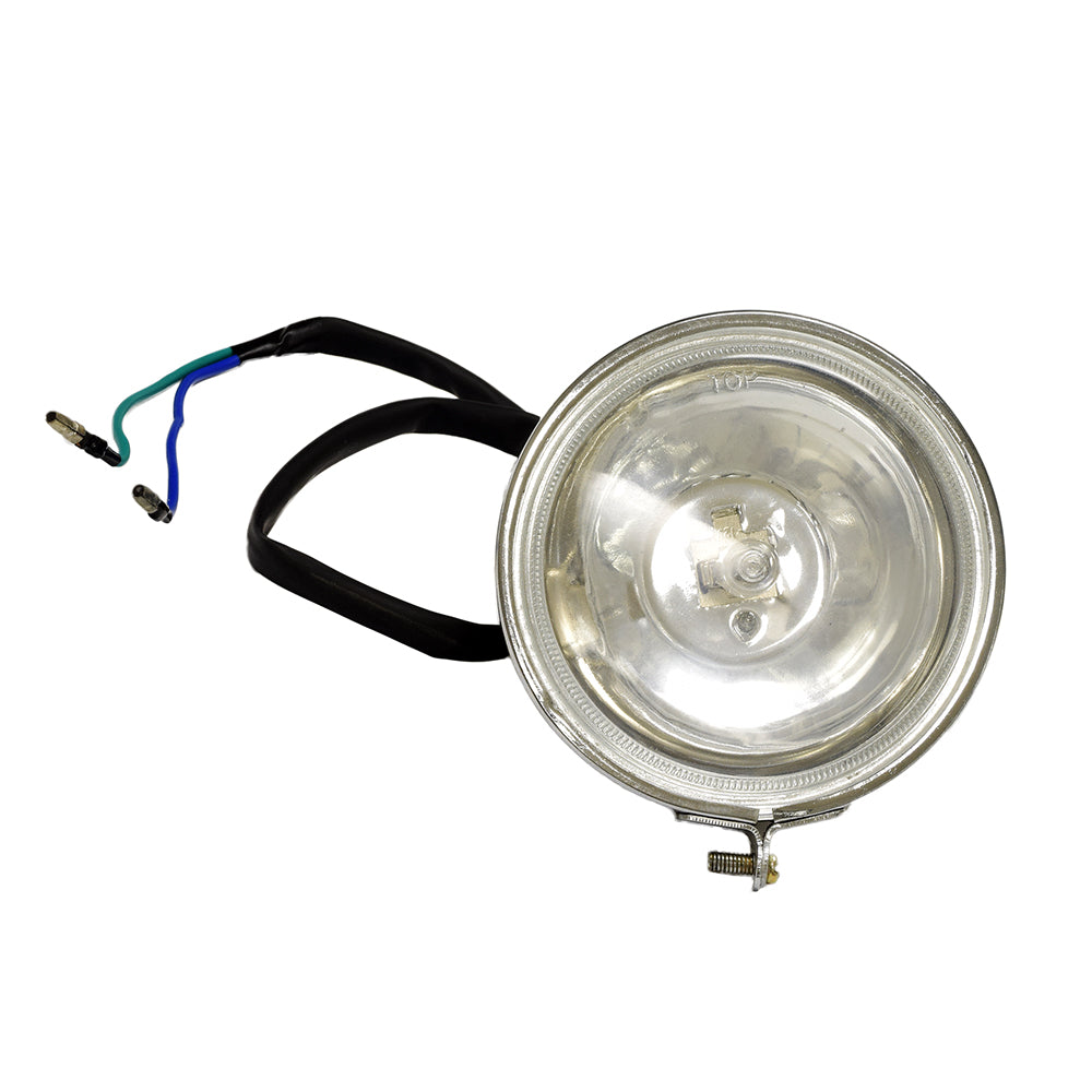 Headlight Assembly with 2 Wires for the Baja WD90U 90cc ATV, featuring a round light and visible wiring, designed as a replacement part for damaged headlights on the ATV.