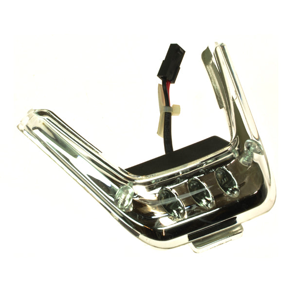 Headlight Assembly for the Pride Celebrity X (SC4001) mobility scooter, featuring a clear plastic casing with visible wires and a metal component, ensuring improved visibility and safety.