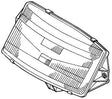 Headlight Assembly for Honda Helix CN250 (1998-2007 Models) (OEM) shown in a detailed sketch, illustrating the precise design and structure of this stock part, matching original specifications.