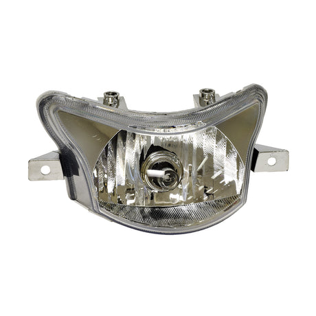 Headlight Assembly for 49cc & 50cc ATVs: A close-up of a clear glass-covered headlight with a visible light bulb, commonly used on Baja Motorsports BA49 mini-quads.