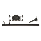 Headrest Mounting Bracket Assembly for the Jazzy Select and Select GT, featuring a black metal structure with holes, a lever, and mounting components.