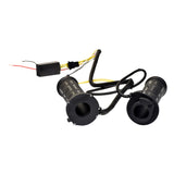 12 Volt Heated Scooter, ATV, & Dirt Bike Grips with thumb throttles, featuring visible black cables and wires, designed for standard 7/8 (22 mm) diameter handlebars.