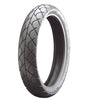 Heidenau 100/80-16 K63 Scooter Tire, featuring a detailed tread pattern for superior traction and firm handling, shown in a close-up view highlighting its synthetic rubber construction.