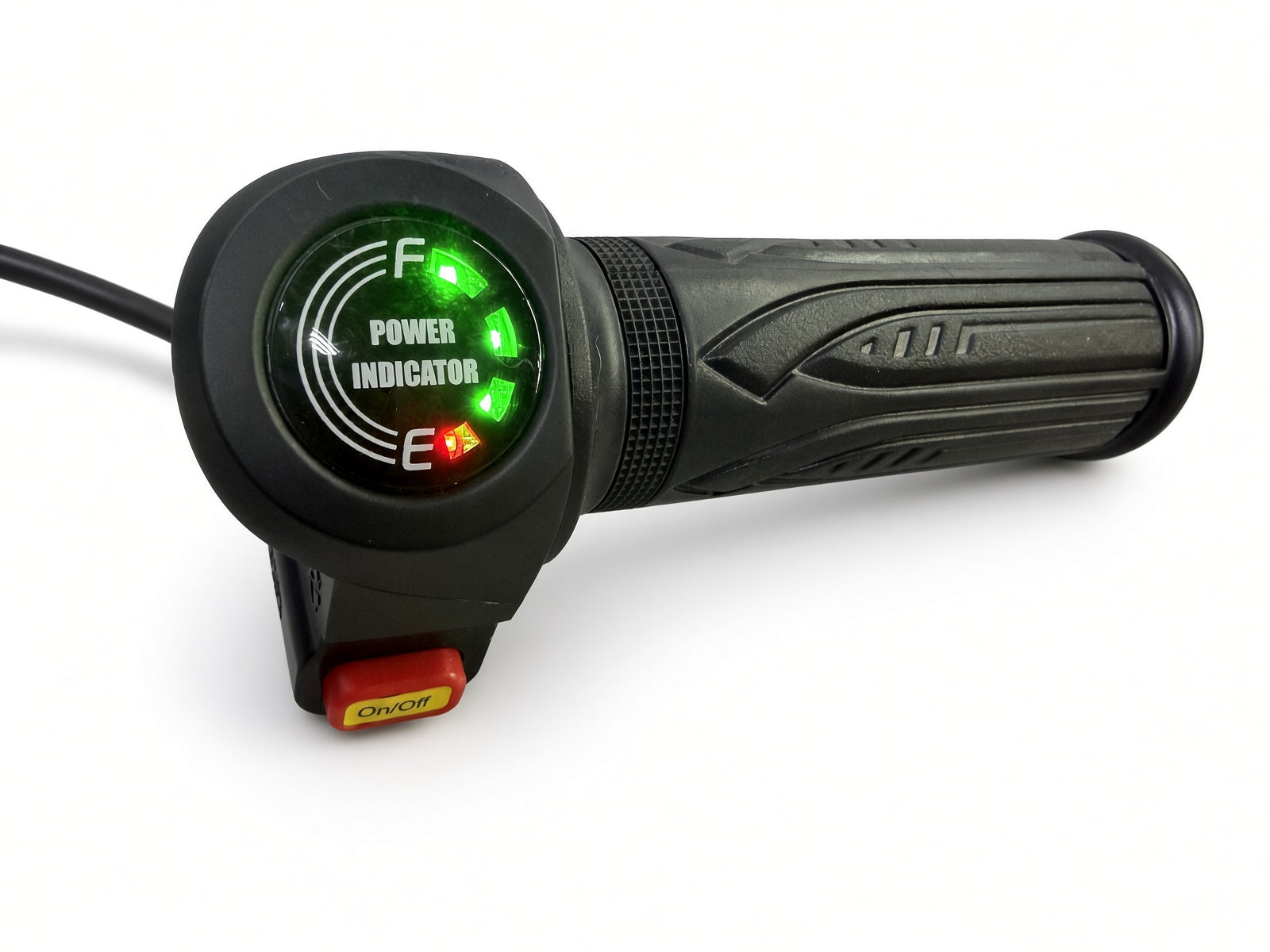Hiboy DK1 twist grip throttle with LED battery power indicator and red on/off button