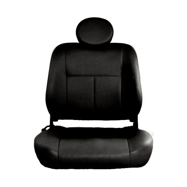 18x18 High-Back Black Vinyl Seat Assembly for Pride Mobility Scooters, featuring a black seat with headrest, seat back, base covers, and frame included.