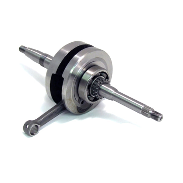 High Performance Stroker Crankshaft for 150cc GY6 Engines, featuring a metal structure with spokes and a mechanical design, ideal for enhancing engine power with a 2.2 mm increased stroke.