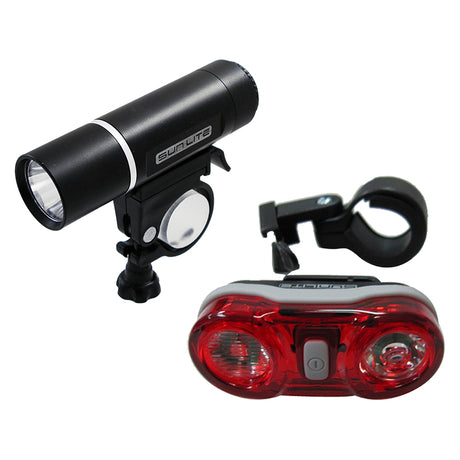 HL-L109/TL-L225 Headlight and Taillight Combo close-up, showcasing the compact design suitable for bicycles and scooters, ensuring visibility and safety with its dual light feature.