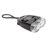 HL-L206 USB Headlight - a close-up of a sleek black and clear bike light, perfect for enhancing visibility on scooters and bicycles.