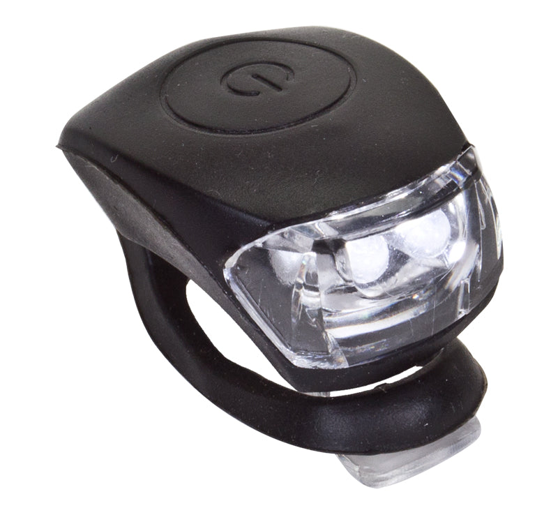 HL-L210 Griplite Headlight: Close-up of a black bike light with a plastic cover, ideal for bikes and scooters, showcasing its compact and practical design.