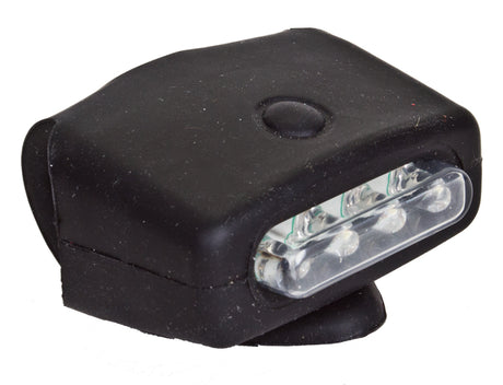 HL-L401 Griplite Headlight, a black plastic light with a black base, ideal for bikes or scooters. This close-up highlights its sleek design, making it a practical accessory for various scooters.