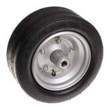 Honda Minimoto Go Kart Front Wheel Assembly featuring a 10x4.50-6 tire, tube, rim, and 6202Z bearings, shown close-up highlighting the tire tread and wheel structure.