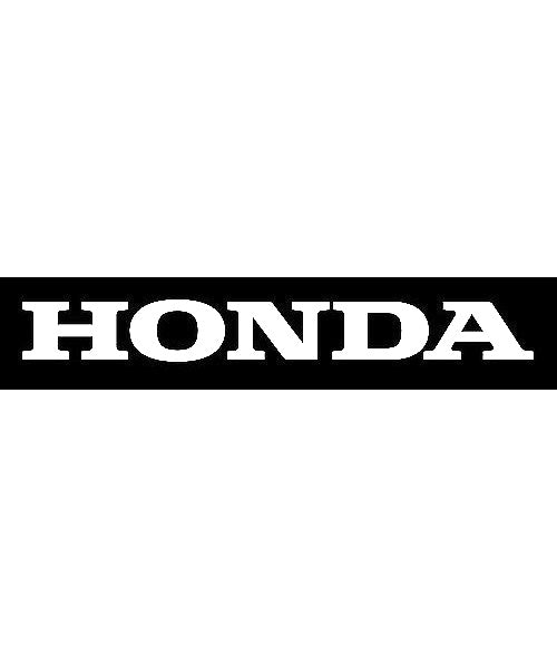 Honda Stickers (Pair) - White lettering on a clear background, perfect for your Minimoto Go Kart or Sport Racer. The image shows a black and white logo, but the actual stickers are white.