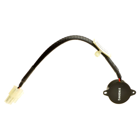 Electronic Horn with Harness for the Pride Revo, featuring a black electrical wire and white connector. Designed as a replacement part for various Pride scooter models, ensuring safety and convenience.