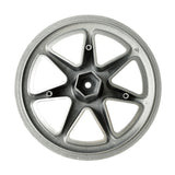 Close-up of the OEM hub cap for the Jazzy Select, Select 6, Select 6 Ultra, and Select GT power chairs, showcasing the intricate spoke and rim design.