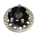 Hub & Disc Assembly for the Pride Pursuit XL (SC714) showing a black and silver disc with bolts, essential for securing the front wheels of the mobility scooter.