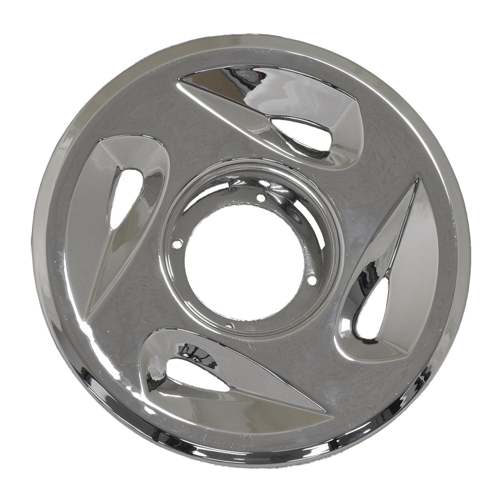 5-1/4 Wheel Cover for the Golden Technologies Companion II (GC340/GC440) and LiteRider (GL110), featuring a shiny silver rim with holes, designed to fit 9 wheels with black low-profile tires.