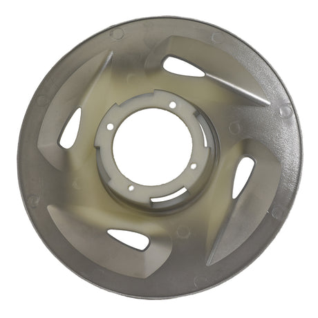 5-1/4 Wheel Cover for the Golden Technologies Companion II (GC340/GC440) and LiteRider (GL110) featuring a circular metal design with holes, fitting 9 wheels with black low profile tires.