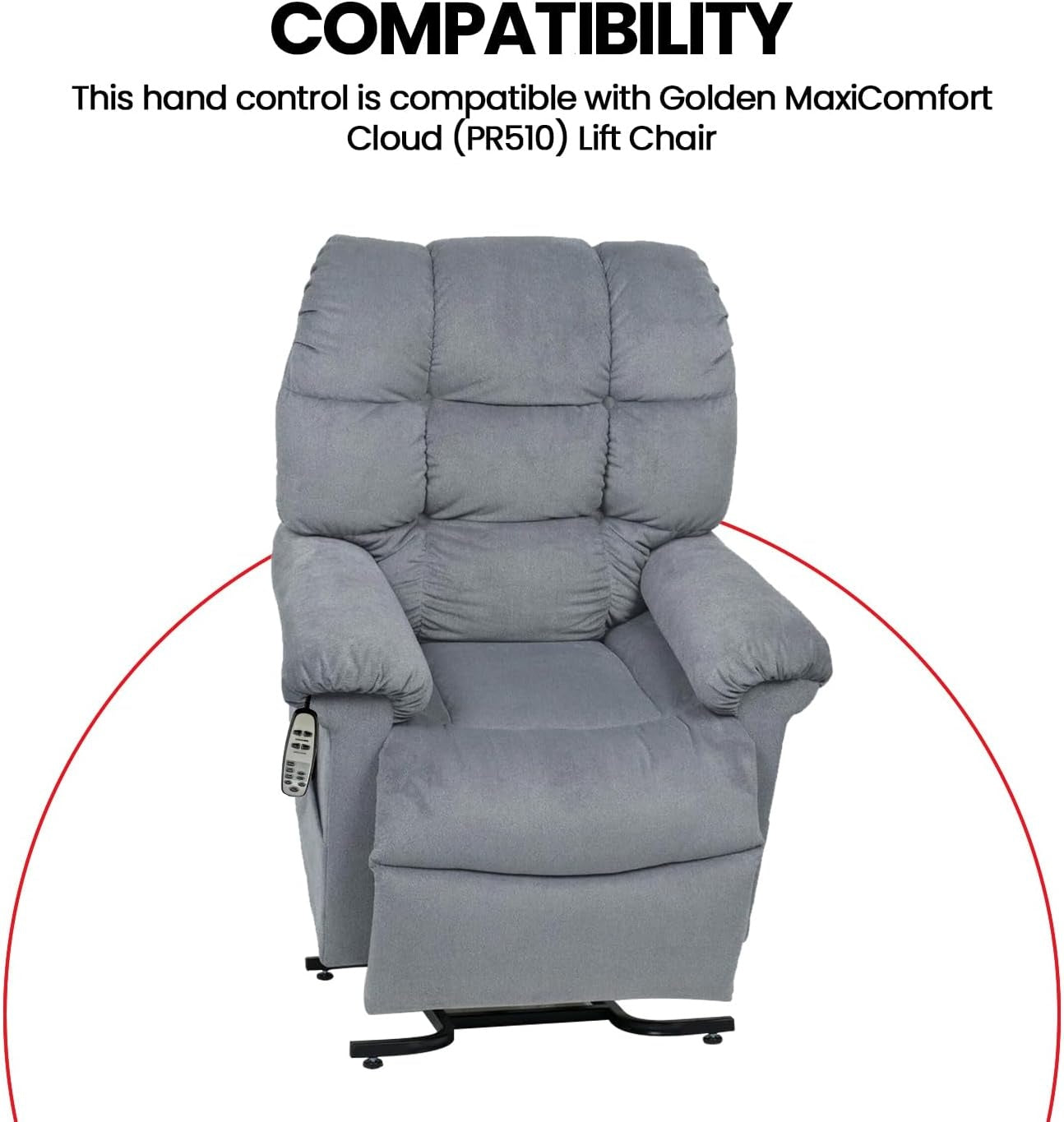 Golden MaxiComfort Cloud (PR510) lift chair compatible with the HV3200-HC heat and massage hand control