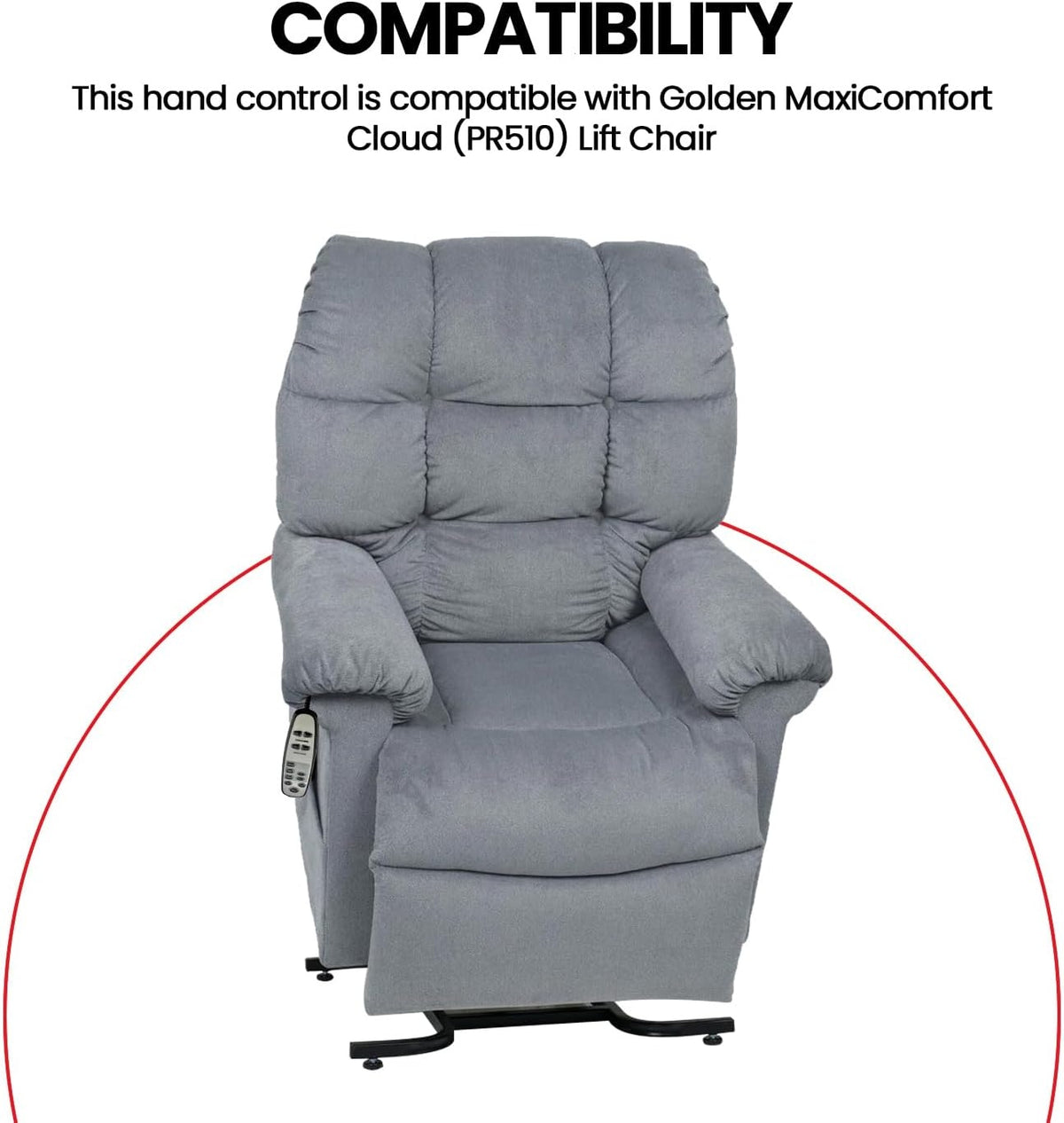 Golden MaxiComfort Cloud (PR510) lift chair compatible with the HV3200-HC heat and massage hand control